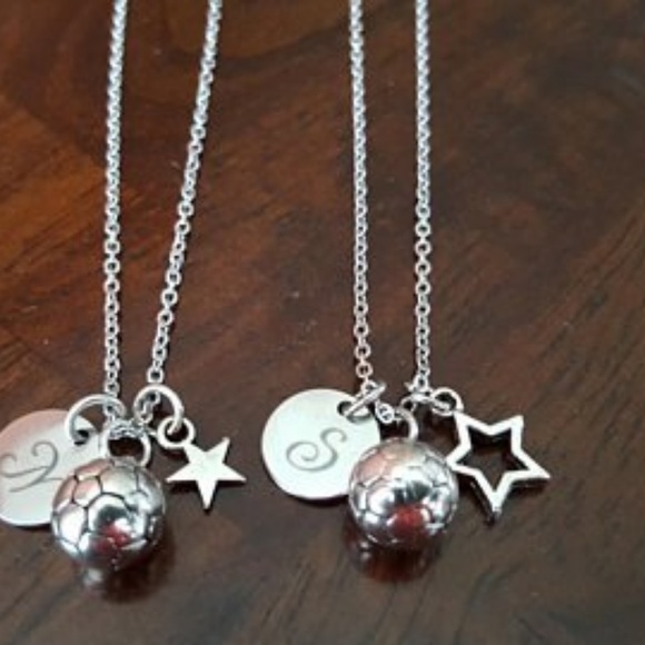 2 Stainless Steel Soccer Ball Necklaces - Picture 2 of 8